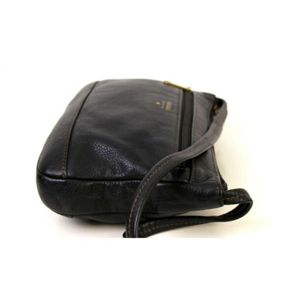 FOSSIL №1954 BLACK GENUINE LEATHER X-BODY MESSENGER SHOULDER BAG HANDBAG PURSE - Picture 4 of 10